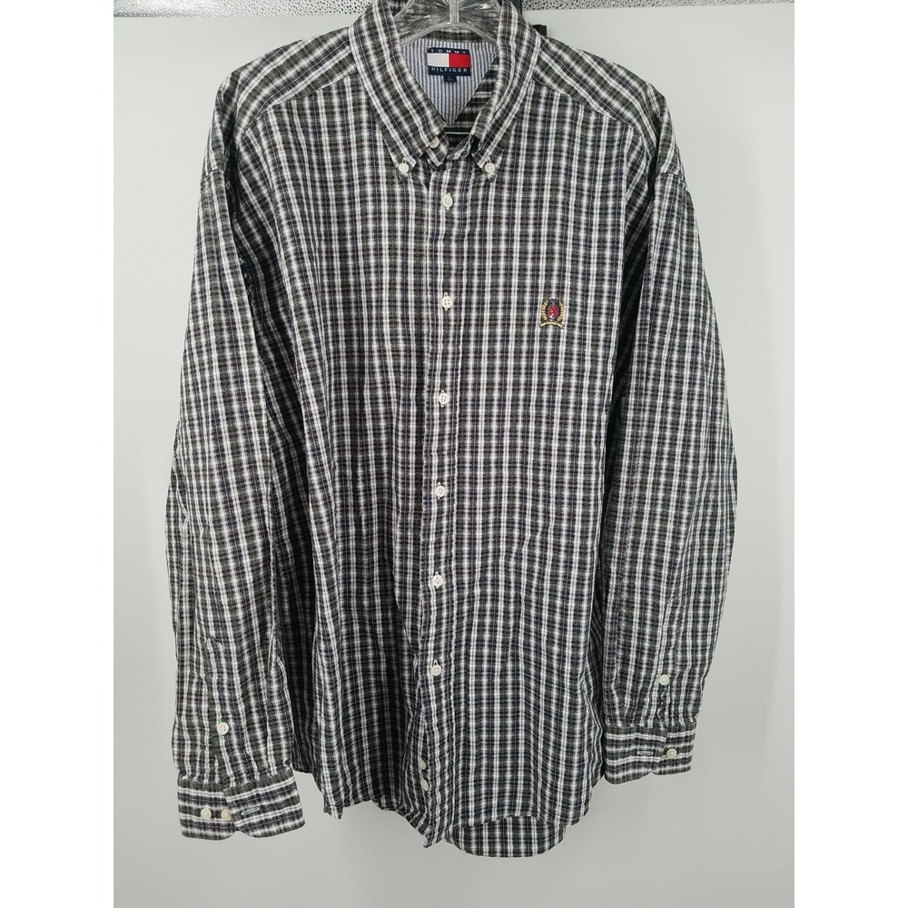 Tommy Hilfiger Shirt‎ Mens L Multicolor Plaid Long Sleeve Button Down Button-Up
